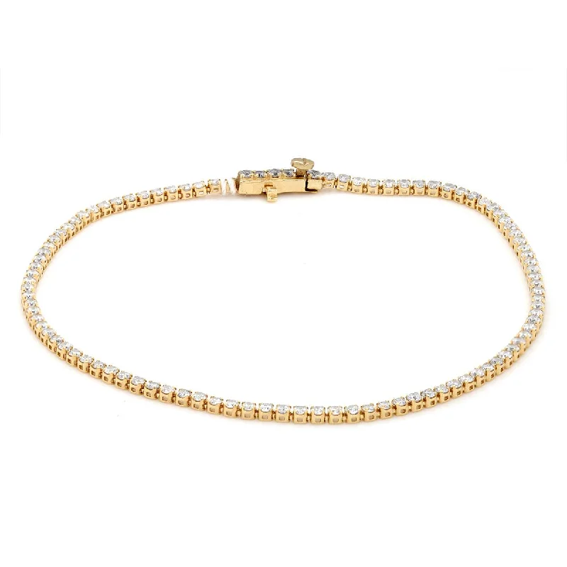 ladies-tassel-crystal-bracelets-YELLOW GOLD DIAMOND TENNIS BRACELET, 1 1/2 CT TW