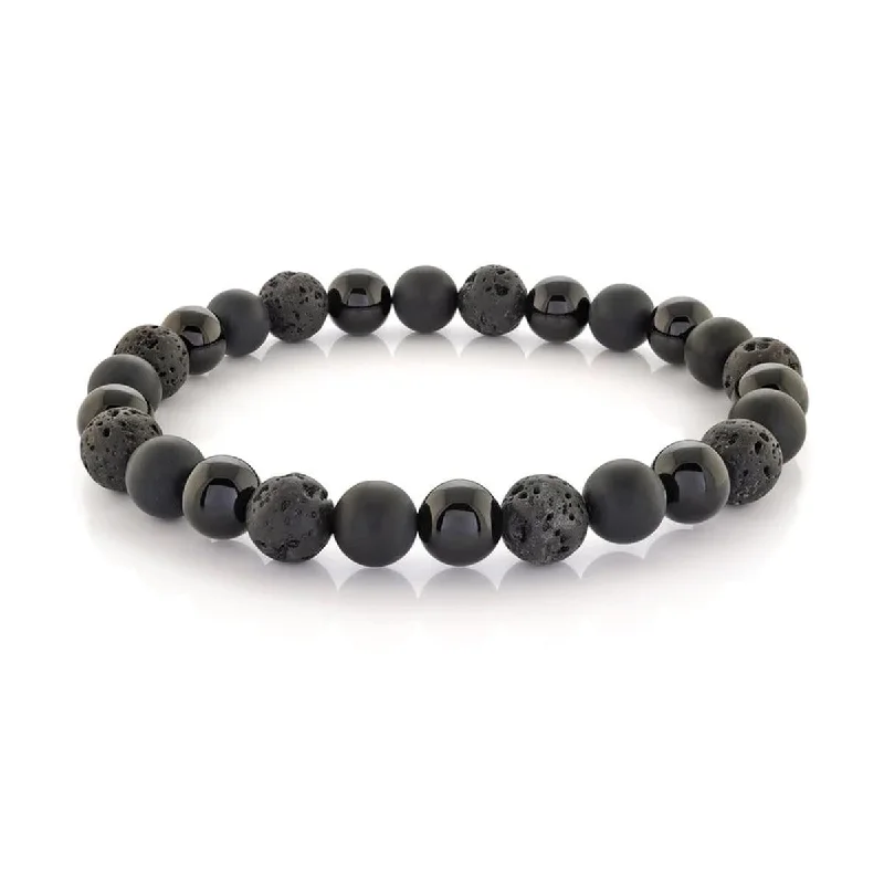 ladies-artisan-rose-gold-bracelets-MENS FASHION BRACELET WITH BLACK ONYX BEADS