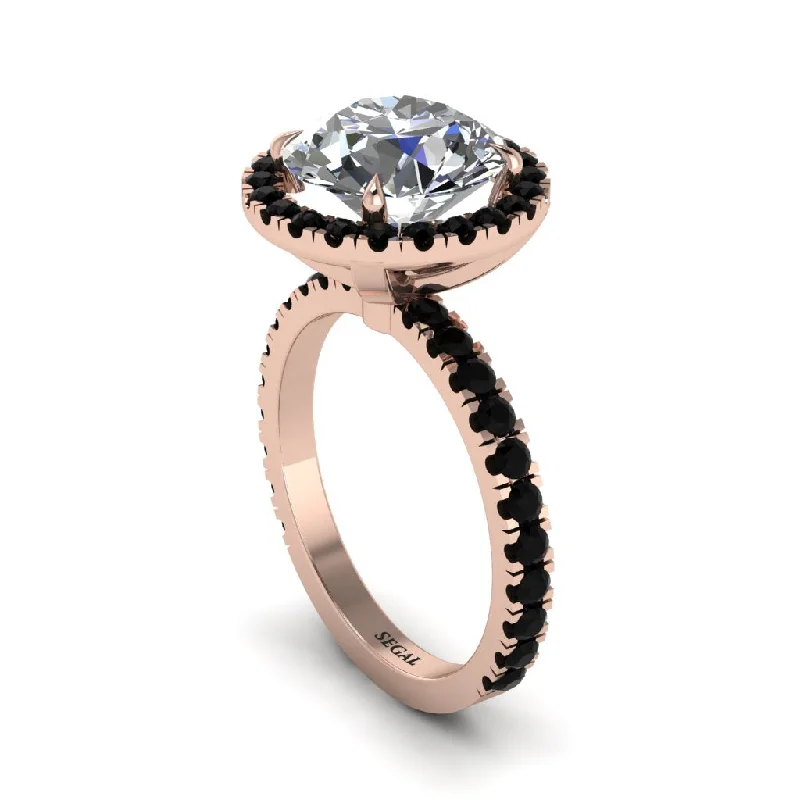 Ladies engagement rings with birthstones -Round Cut Diamond Halo Engagement Ring - Charleigh No. 32