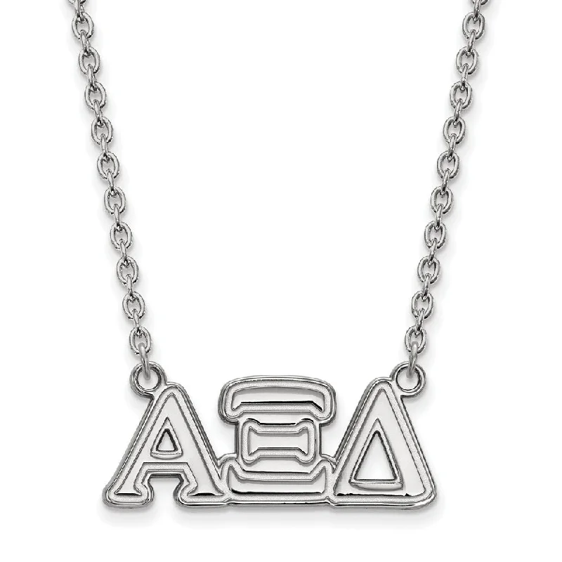 ladies-rustic-gold-necklaces-Sterling Silver Alpha Xi Delta Medium Necklace