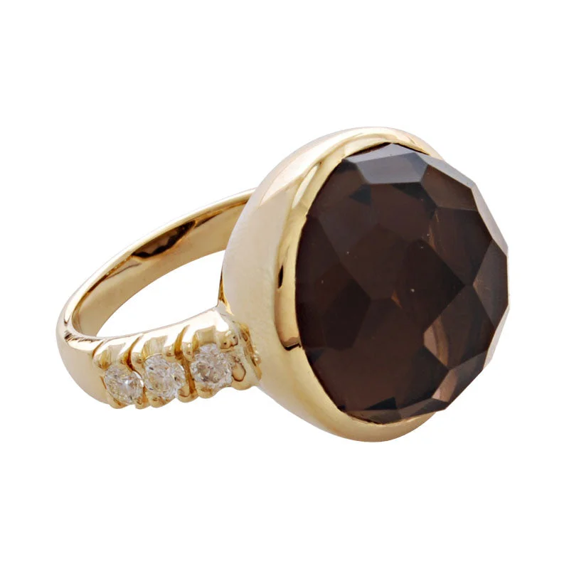 Ladies rings for special occasions -Ring-Smokey Quartz and Diamond