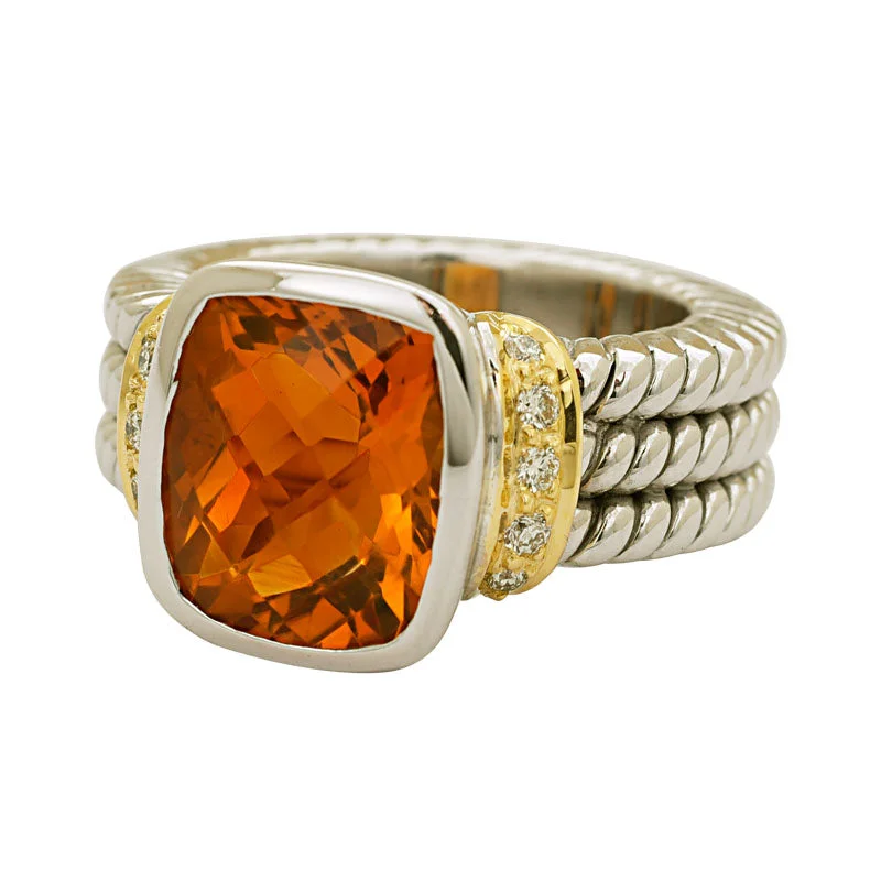 Ladies rings with turtle motifs -RING- CITRINE AND DIAMOND IN SILVER AND GOLD