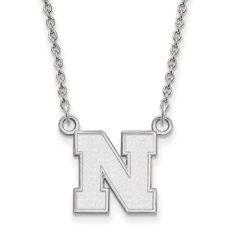 ladies-vintage-rose-gold-necklaces-Sterling Silver U of Nebraska Small Initial N Pendant Necklace