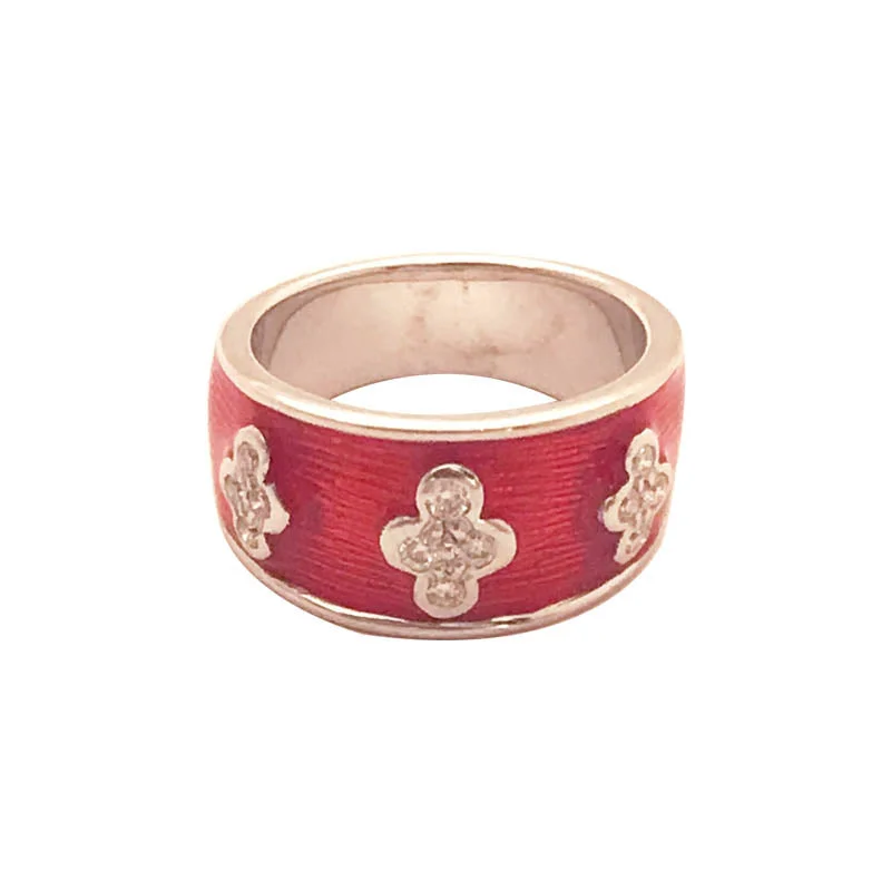 Ladies rings chic aesthetic -RING - DIAMOND (ENAMEL) IN STERLING SILVER