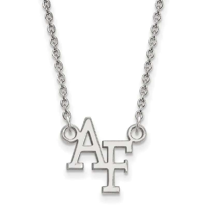 ladies-gemstone-charm-necklaces-14k White Gold Air Force Academy Small Pendant Necklace