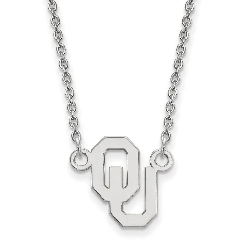 ladies-custom-diamond-necklaces-14k White Gold Oklahoma OU Small Pendant Necklace