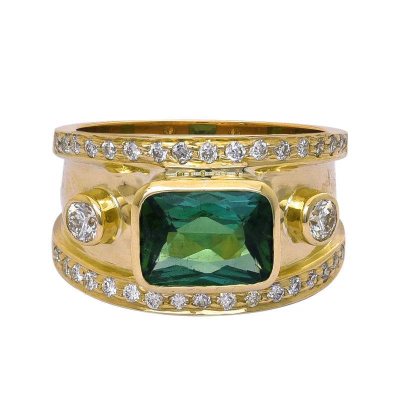 Ladies rings cool rings -Ring- Green Tourmaline and Diamond