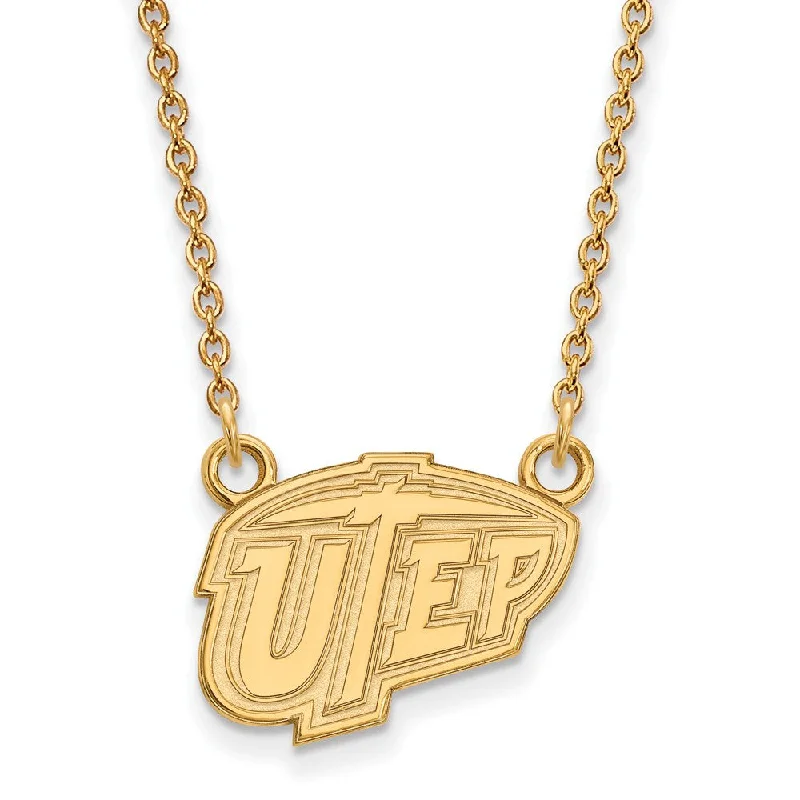 ladies-charm-rose-gold-necklaces-14k Yellow Gold U of Texas at El Paso Small Pendant Necklace