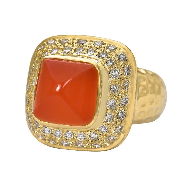 Ladies rings with chalcedony -Ring- Cornelian and Diamond  (2183O)