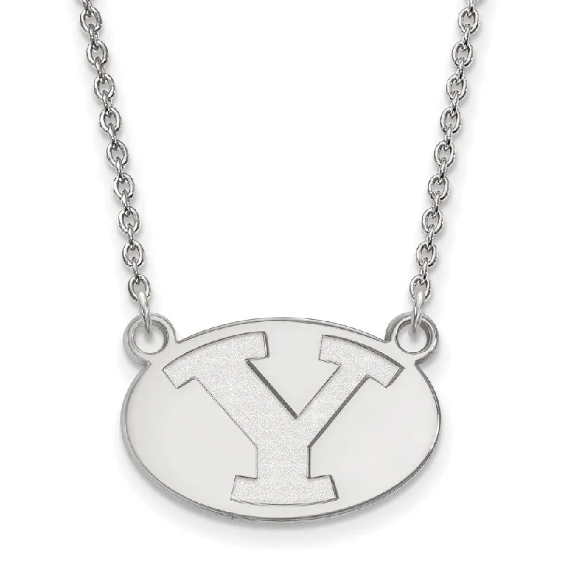 ladies-star-necklaces-Sterling Silver Brigham Young U Small Initial Y Pendant Necklace