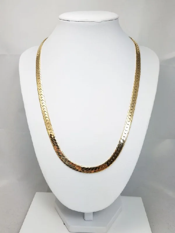 Ladies rings with pearls -Fabulous 12k Yellow Gold Herringbone Link 20" Necklace