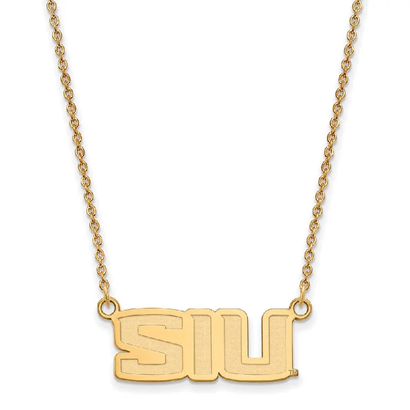 ladies-personalized-necklaces-14k Yellow Gold Southern Illinois U Small Pendant Necklace