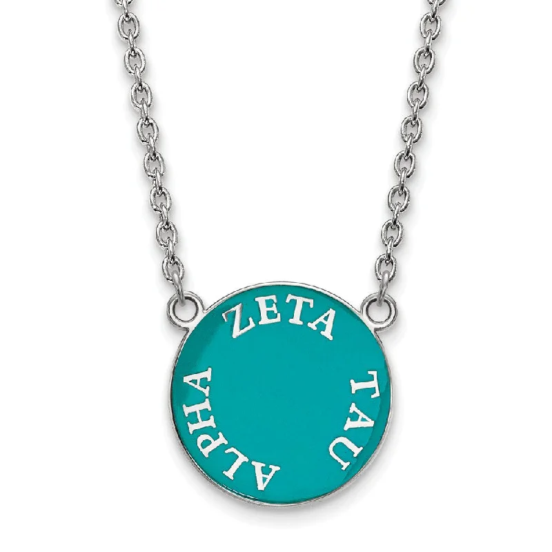 ladies-minimalist-pearl-necklaces-Sterling Silver Zeta Tau Alpha Large Enamel Disc Necklace