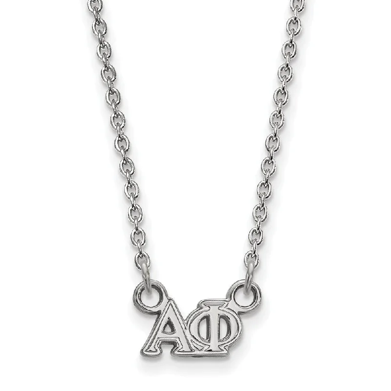 ladies-choker-necklaces-Sterling Silver Alpha Phi XS (Tiny) Greek Letters Necklace