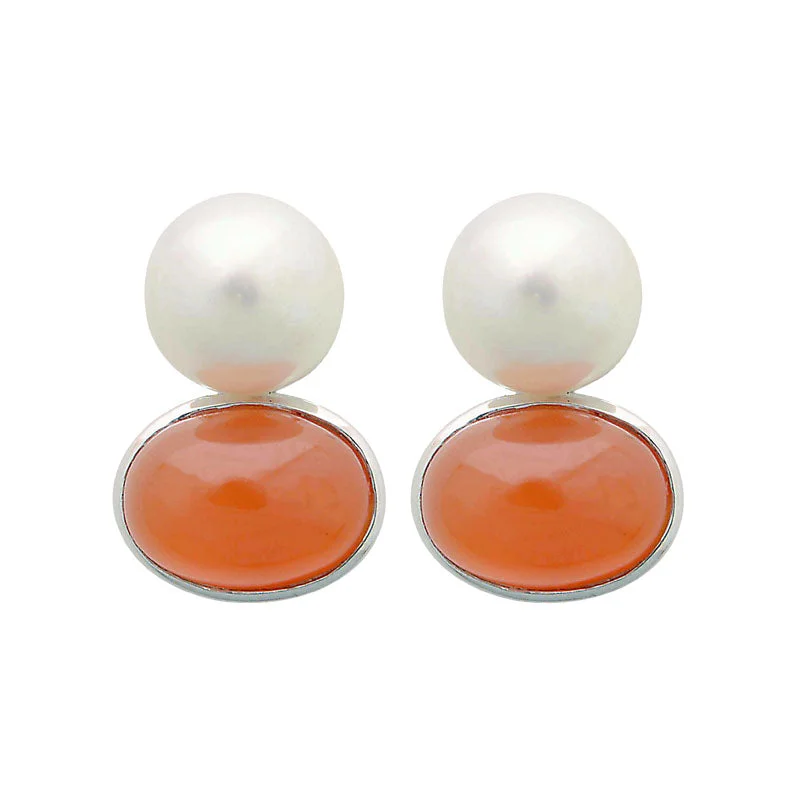 ladies-layered-rose-gold-necklaces-Earrings-Cornelian and South Sea Pearl