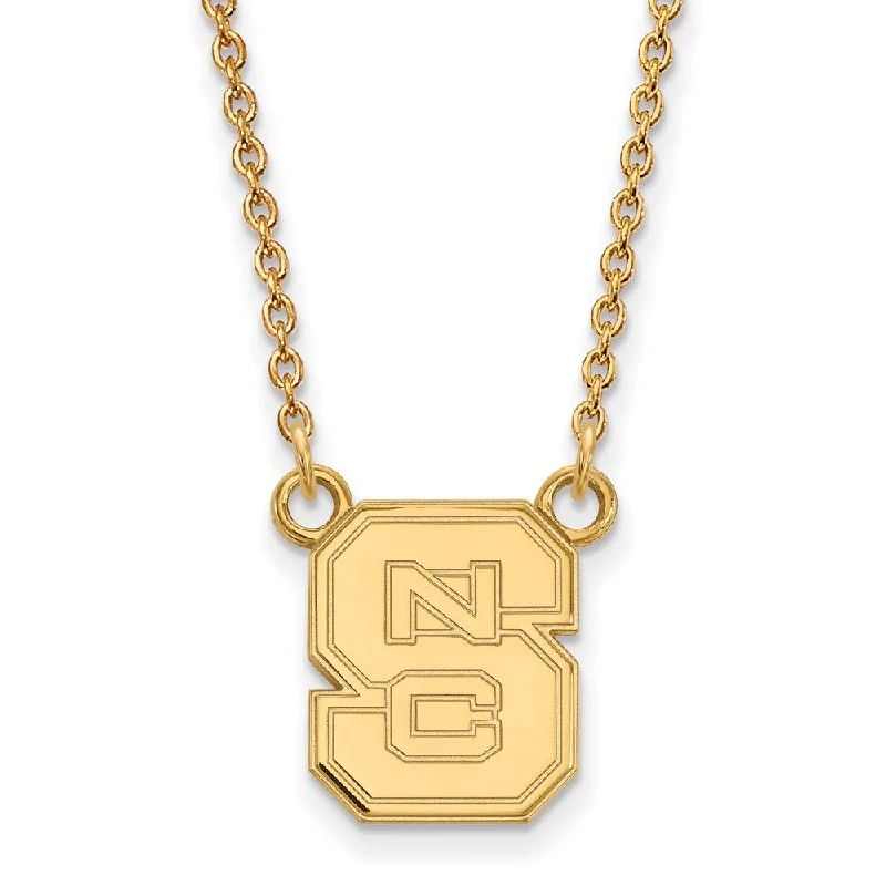 ladies-cross-necklaces-14k Yellow Gold North Carolina Small 'NCS' Pendant Necklace