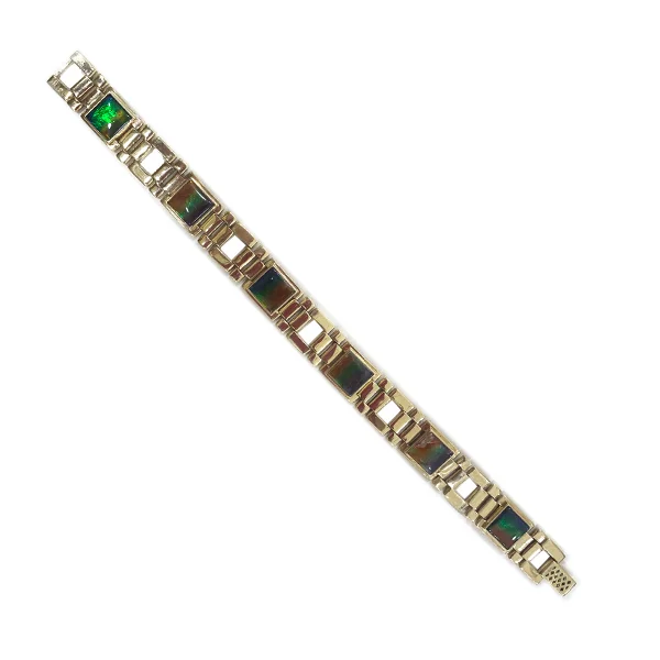 ladies-rose-gold-bangle-bracelets-14k Yellow Gold Mens Ammolite Bracelet