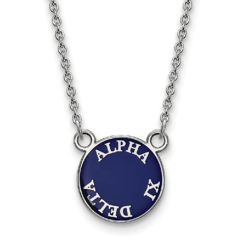 ladies-wedding-necklaces-Sterling Silver Alpha Xi Delta Small Enamel Disc Necklace