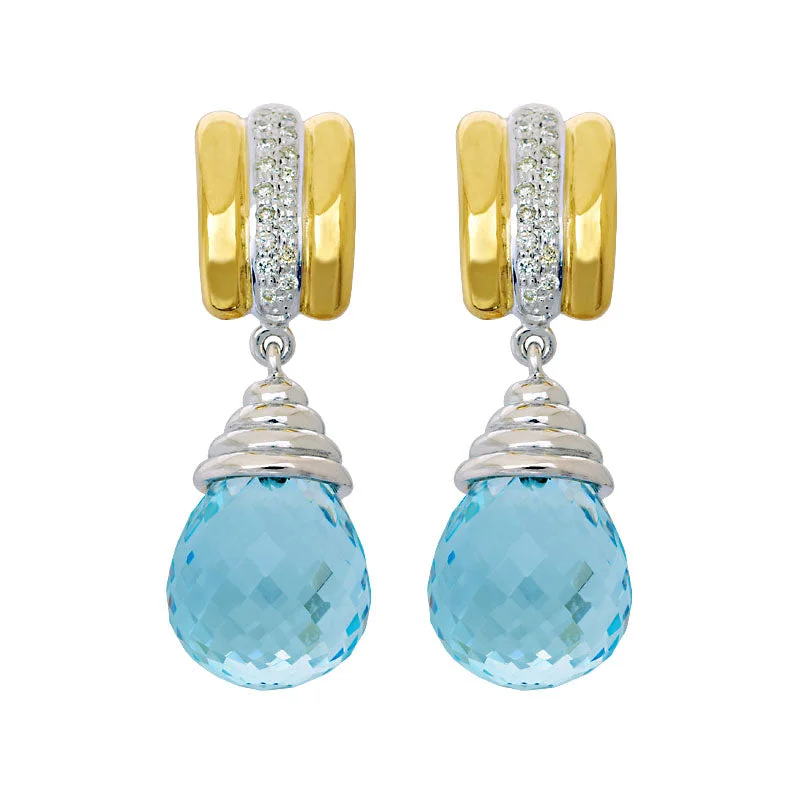 ladies-unique-necklaces-Earrings-Blue Topaz and Diamond