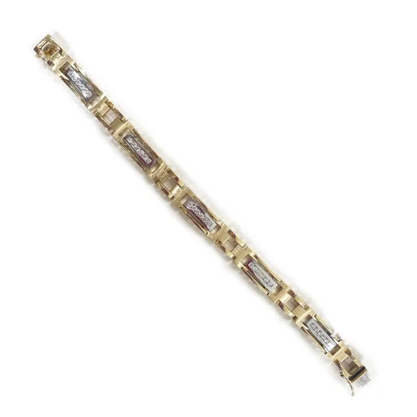 ladies-gemstone-gold-bracelets-14k Two Tone Mens Diamond Bracelet