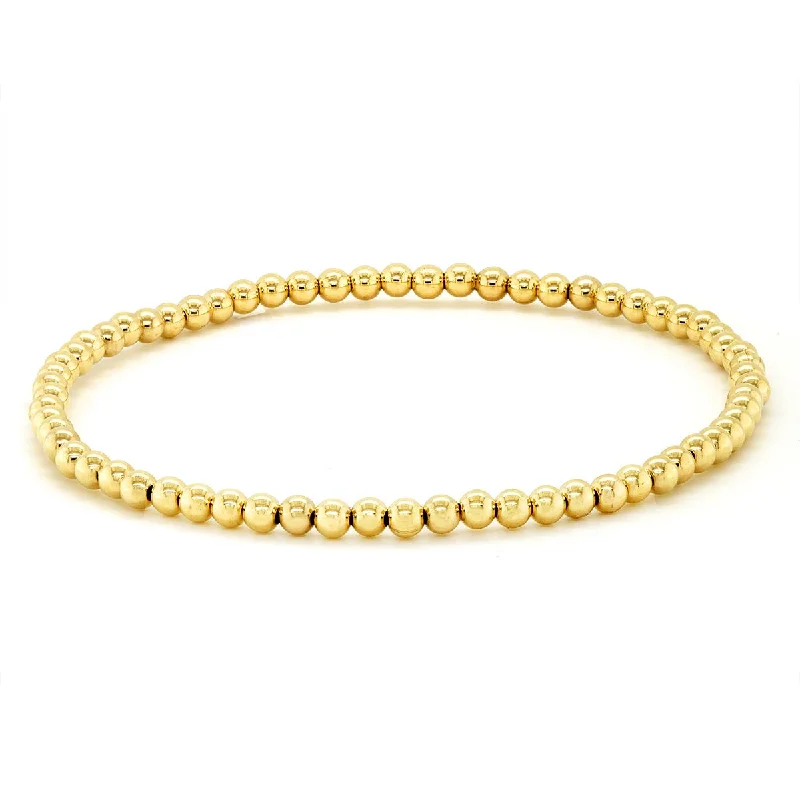 ladies-charm-silver-bracelets-YELLOW GOLD 3MM BEADED BRACELET