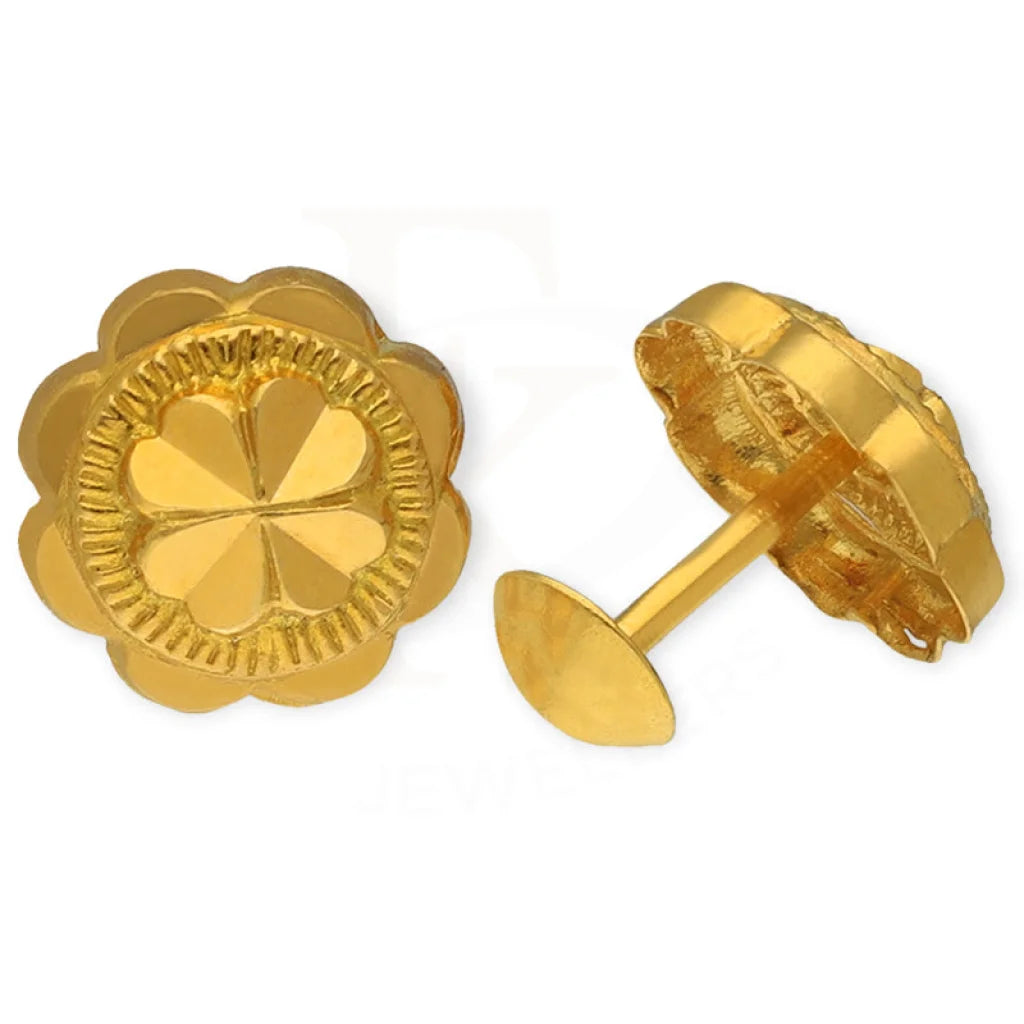 ladies-party-choker-necklaces-Gold Flower Shaped Second Stud Earrings 18KT - FKJERN18K3149