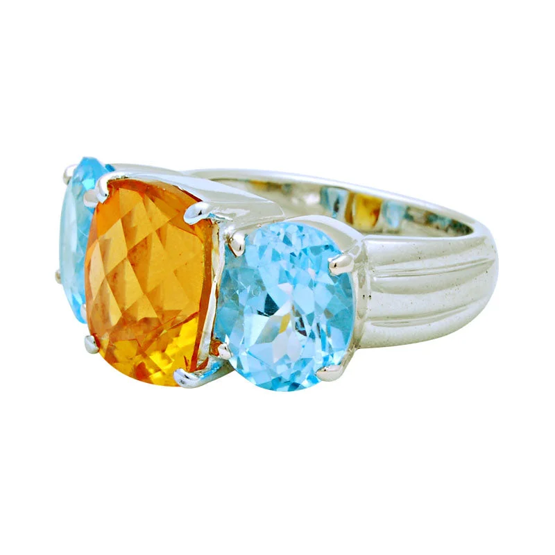 Ladies rings with kyanite -Ring-Blue Topaz and Citrine