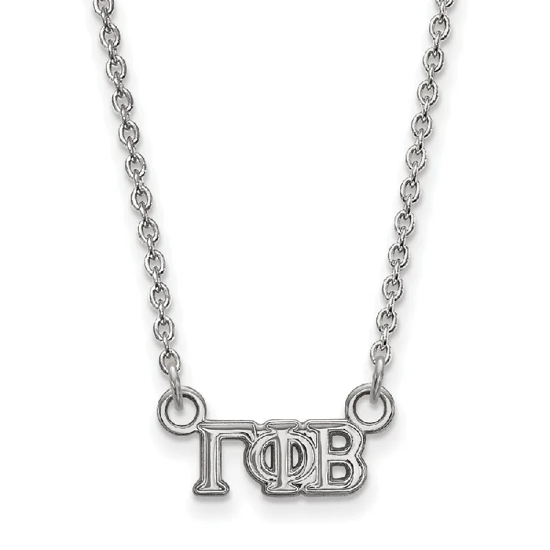 ladies-bridal-crystal-necklaces-Sterling Silver Gamma Phi Beta XS (Tiny) Greek Letters Necklace