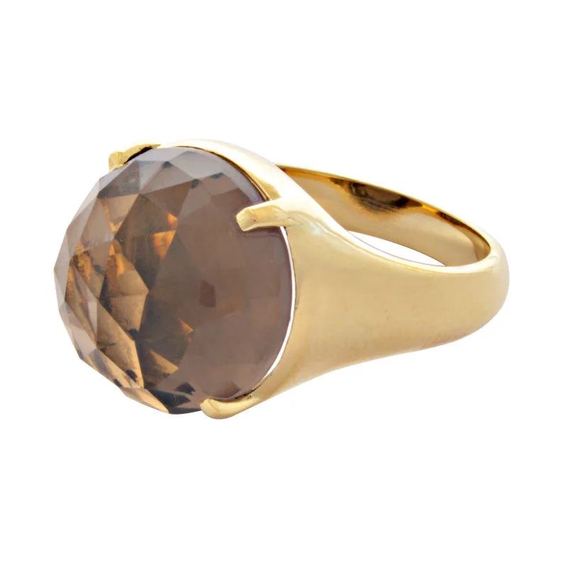 Ladies rings with orange calcite -Ring-Smokey Quartz