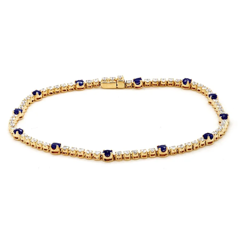 ladies-heart-gold-bracelets-YELLOW GOLD BRACELET WITH SAPPHIRES AND DIAMONDS, 1.11 CT TW