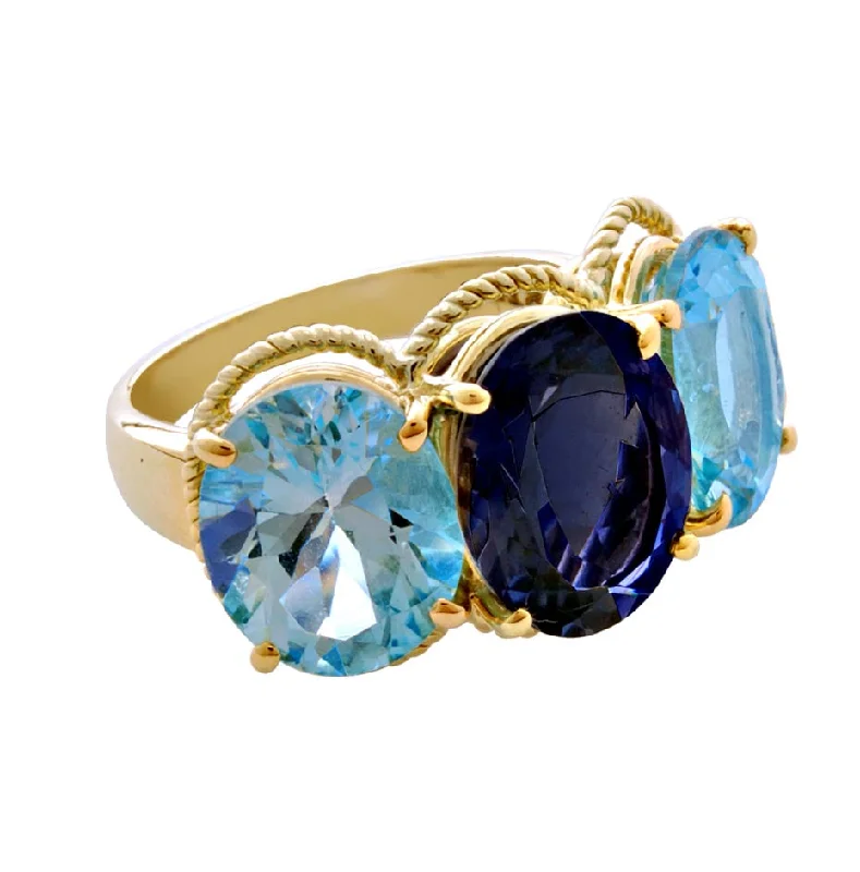 Ladies rings elegant style -Ring-Blue Topaz and Iolite