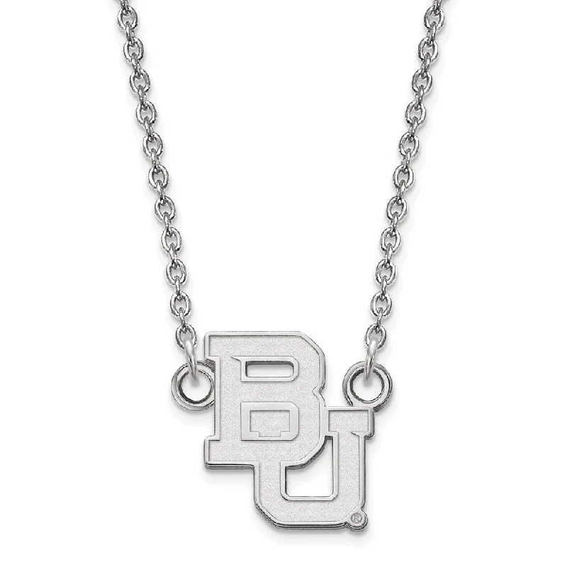 ladies-bohemian-rose-gold-necklaces-14k White Gold Baylor U Small 'BU' Pendant Necklace