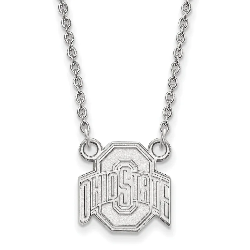 ladies-rose-gold-moon-necklaces-10k White Gold Ohio State Small Logo Pendant Necklace