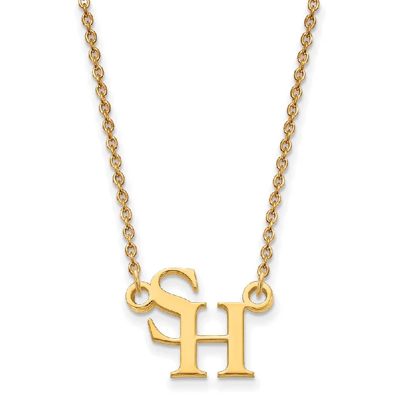 ladies-party-heart-necklaces-10k Yellow Gold Sam Houston State Small Pendant Necklace