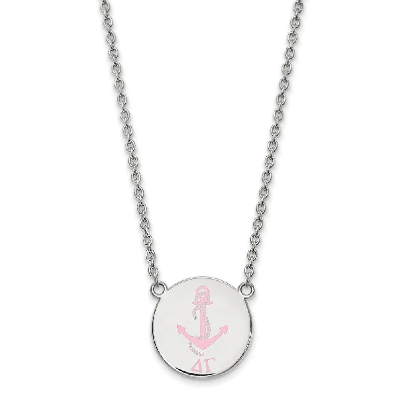 ladies-personalized-heart-necklaces-Sterling Silver Delta Gamma Large Enamel Necklace