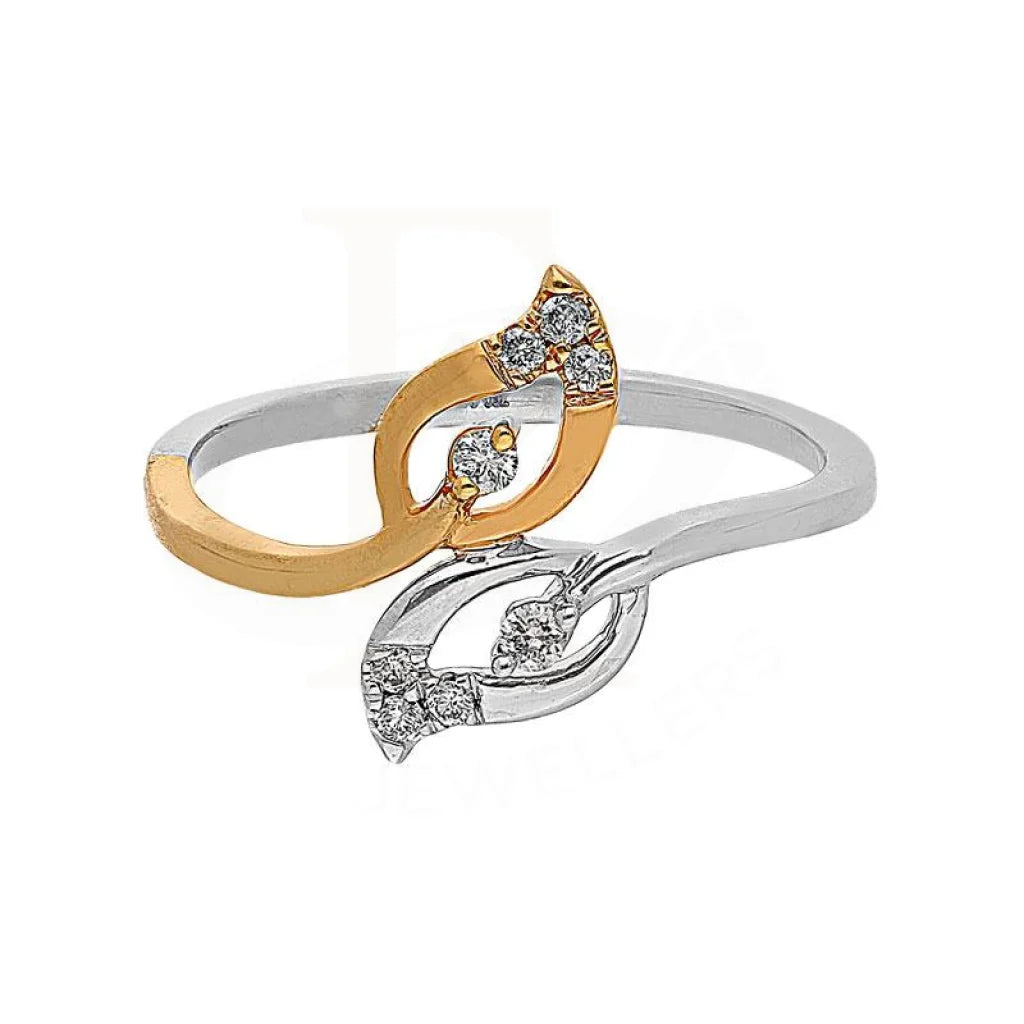 Ladies rings simple elegance -Diamond Leaf Shaped Ring in 18KT White and Rose Gold - FKJRN18K2148