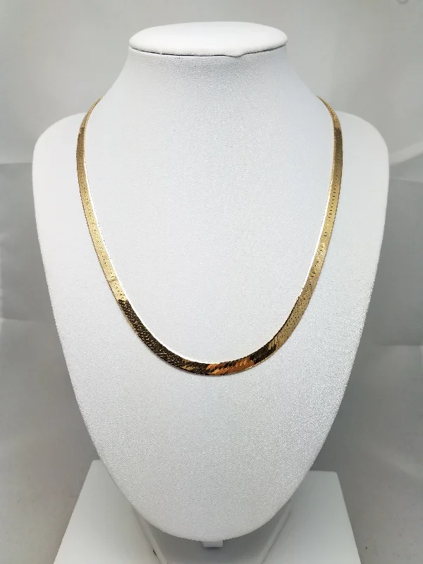 Ladies rings with galaxy designs -Fabulous 14k Yellow Gold Reversible Design Herringbone 18" Necklace