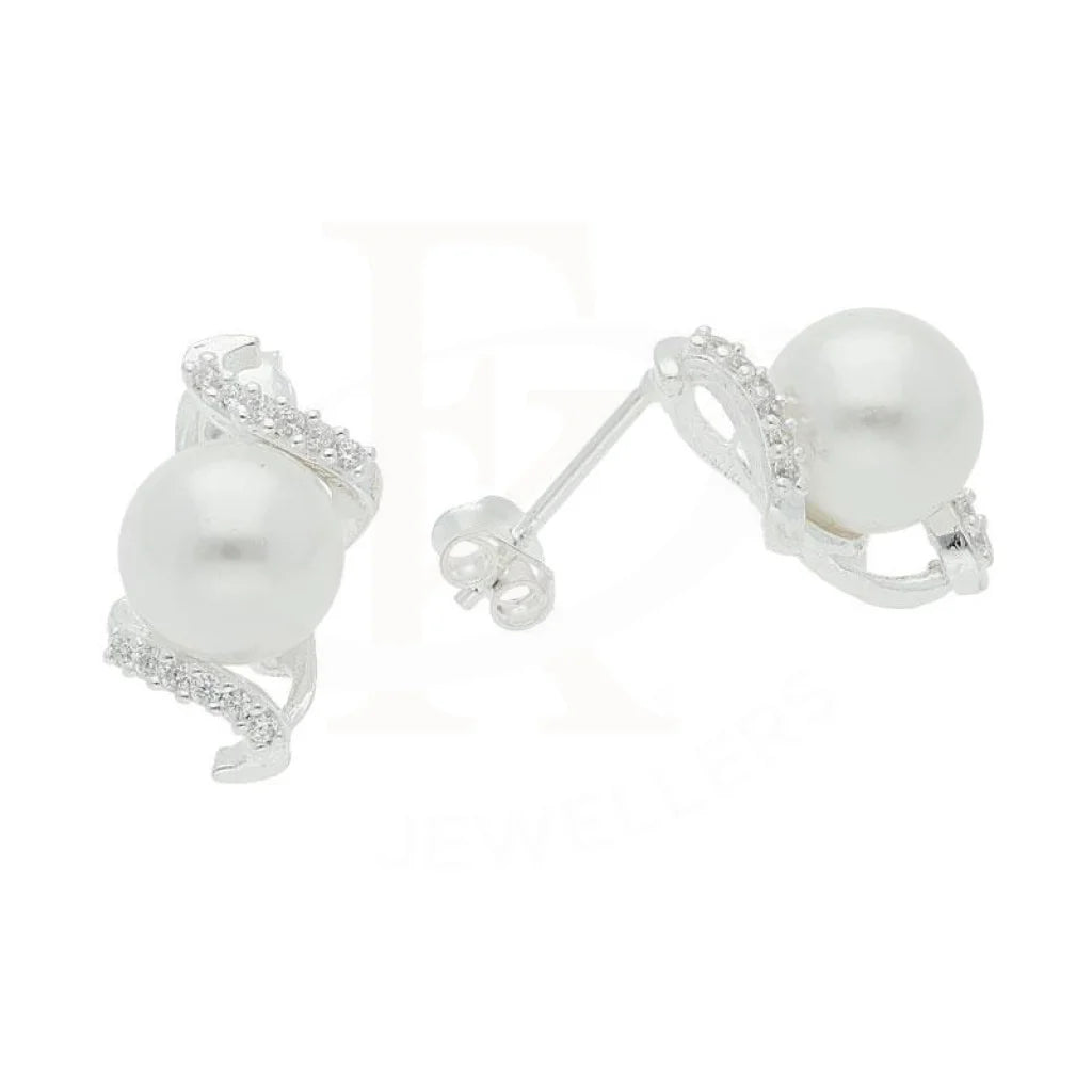 ladies-charm-silver-necklaces-Sterling Silver 925 Pearl Stud Earrings - FKJERNSL2982