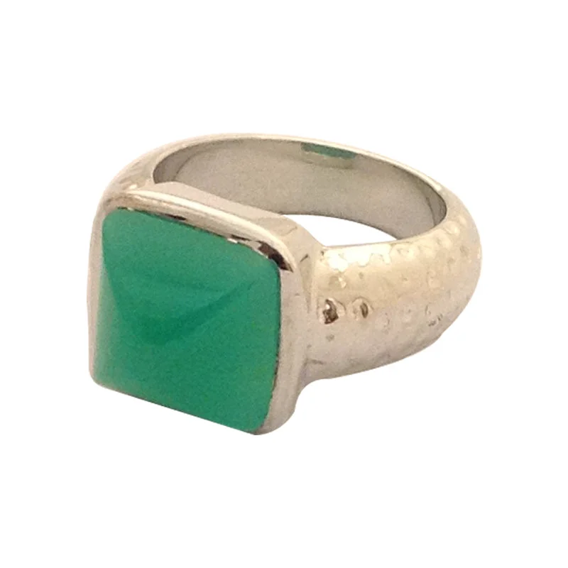 Ladies rings for trade shows -RING- CHRYSOPRASE IN SILVER