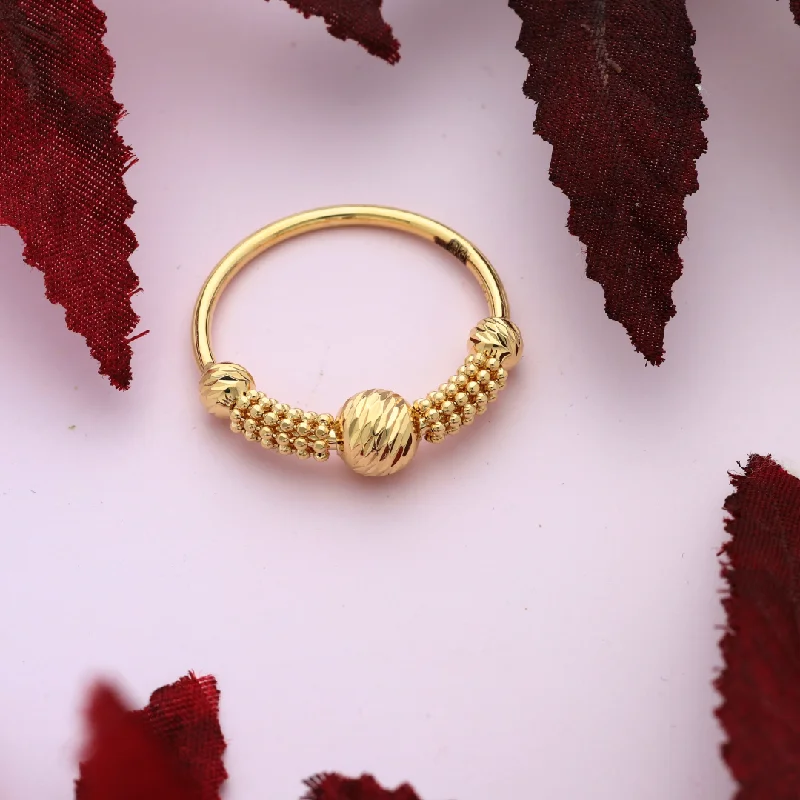 Ladies rings with lock designs -Gold Stud Ball Design Ring 18KT - FKJRN18K9217