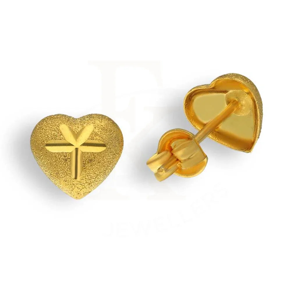 ladies-everyday-gold-necklaces-Gold Heart Stud Earrings 18KT - FKJERN18K3096