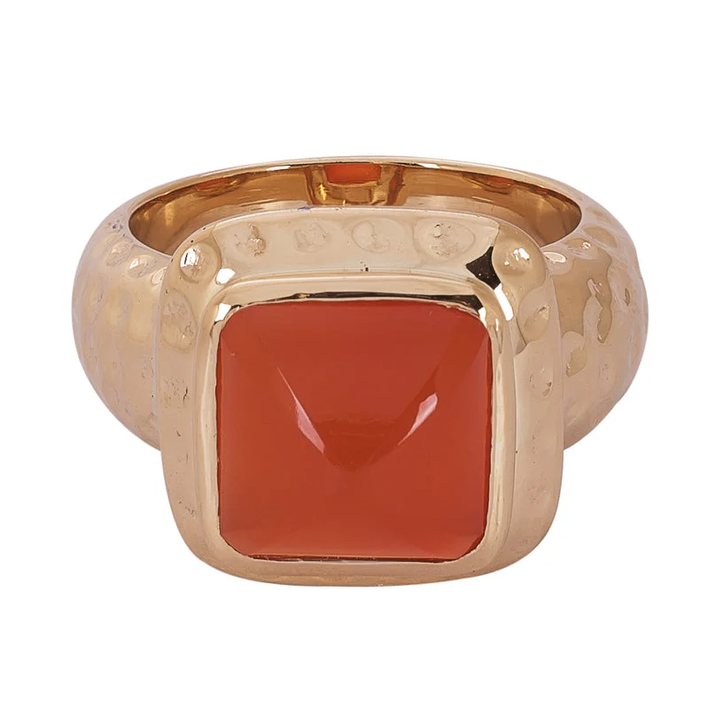 Ladies rings fancy bands -RING- CORNELIAN AND DIAMOND IN 18K GOLD