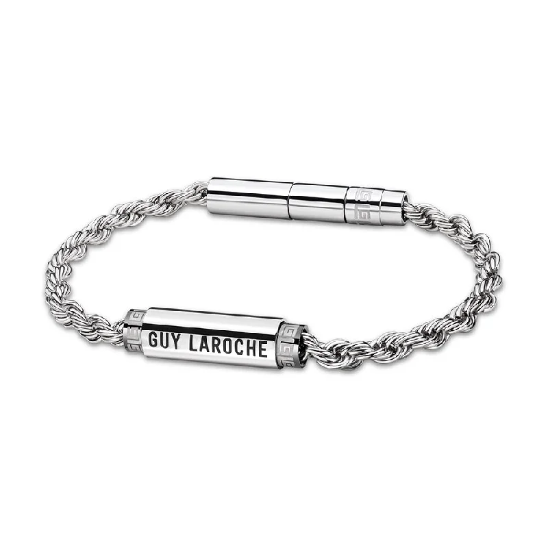 ladies-silver-bracelets-Marcel Stainless Steel And Ip Gun Bracelet