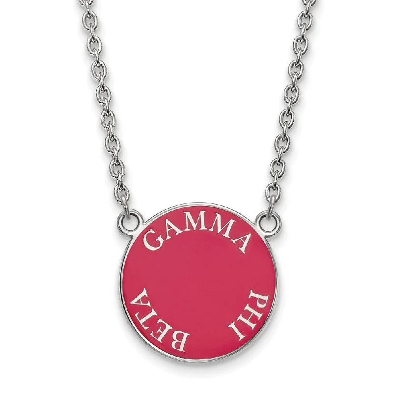 ladies-rose-gold-diamond-necklaces-Sterling Silver Gamma Phi Beta Large Enamel Disc Necklace