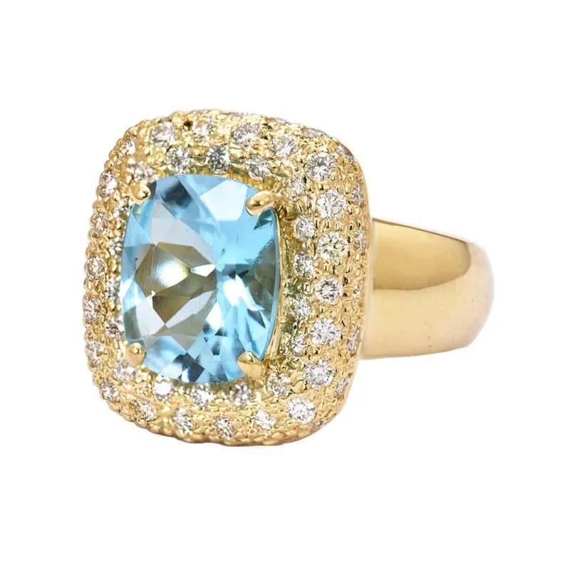 Ladies rings shiny finish -Ring- Blue Topaz and Diamond  (2183N)