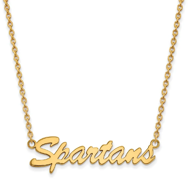 ladies-party-statement-necklaces-14k Gold Plated Silver Michigan State Medium Pendant Necklace