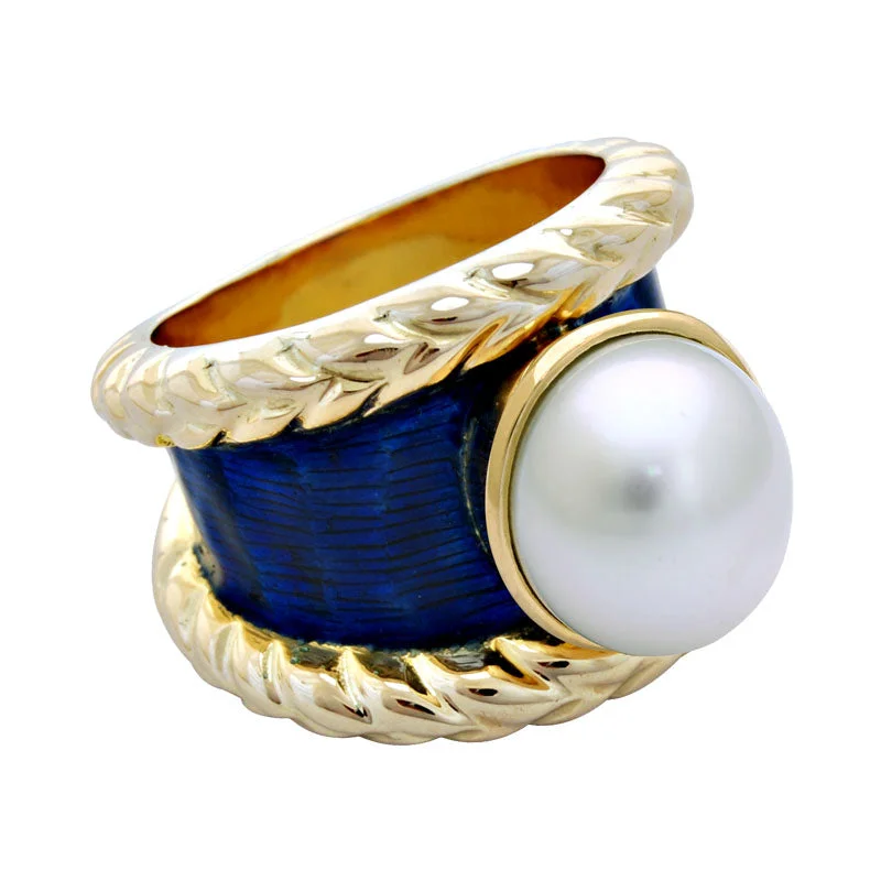 Ladies rings with turquoise -Ring-South Sea Pearl (Enamel)