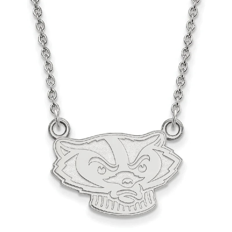 ladies-infinity-silver-necklaces-14k White Gold U of Wisconsin Small Badger Pendant Necklace