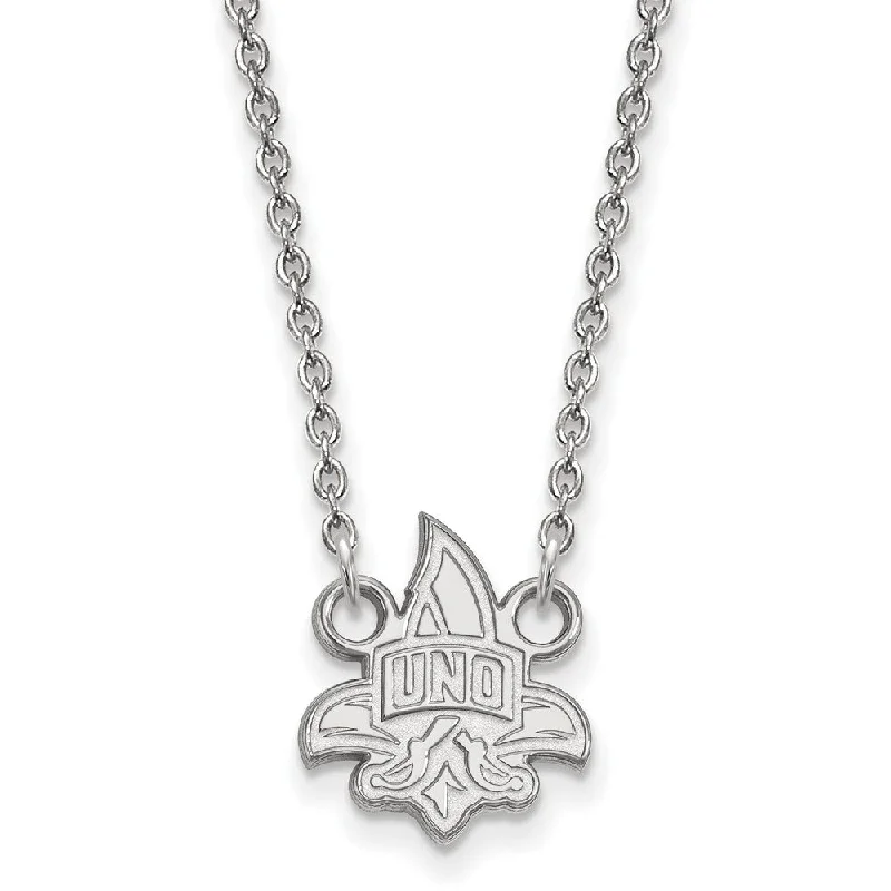 ladies-ethnic-beaded-necklaces-10k White Gold U of New Orleans Small Pendant Necklace