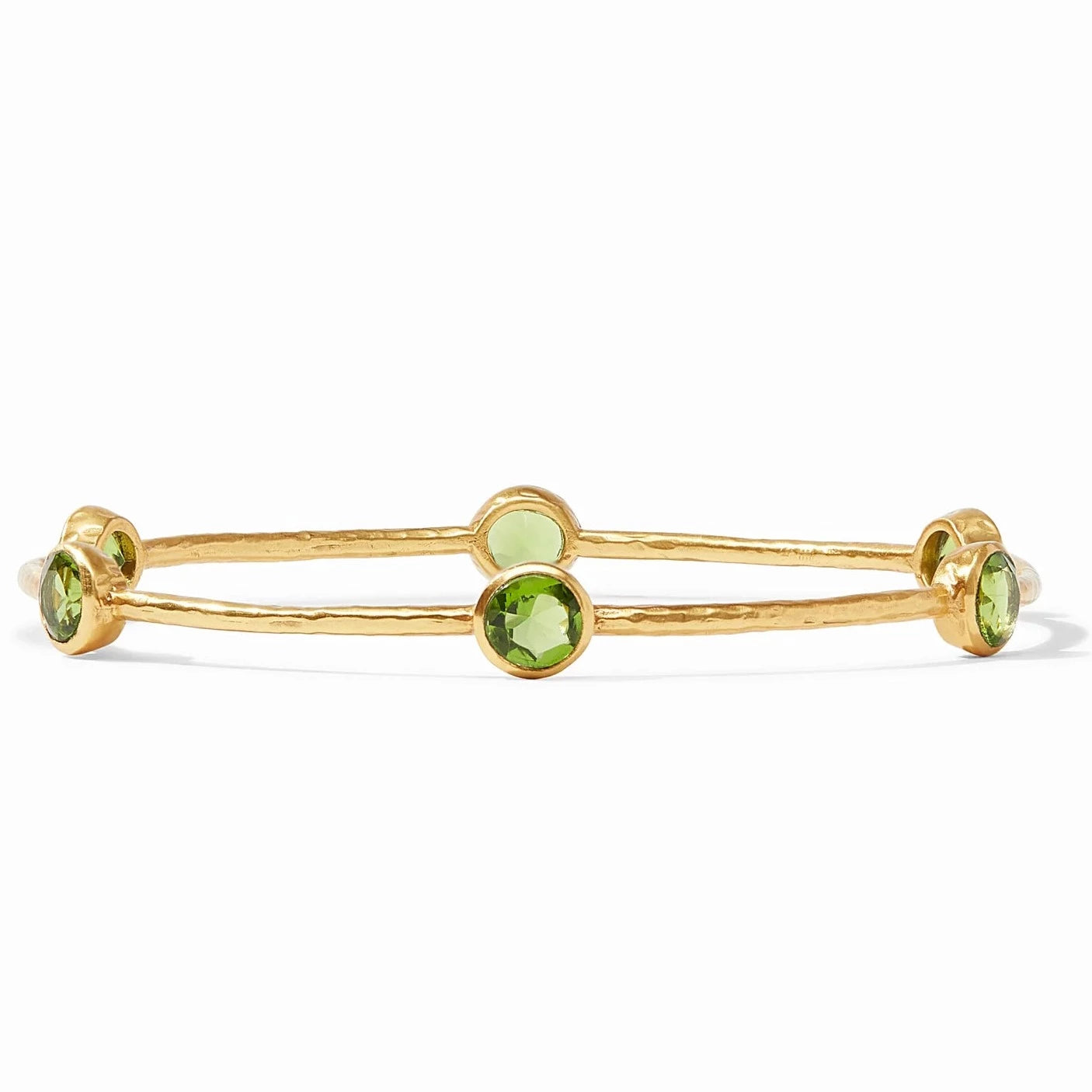 ladies-pearl-gold-bracelets-Julie Vos 24K Gold Plated Milano Bangle Bracelet with Green Chalcedony, Large